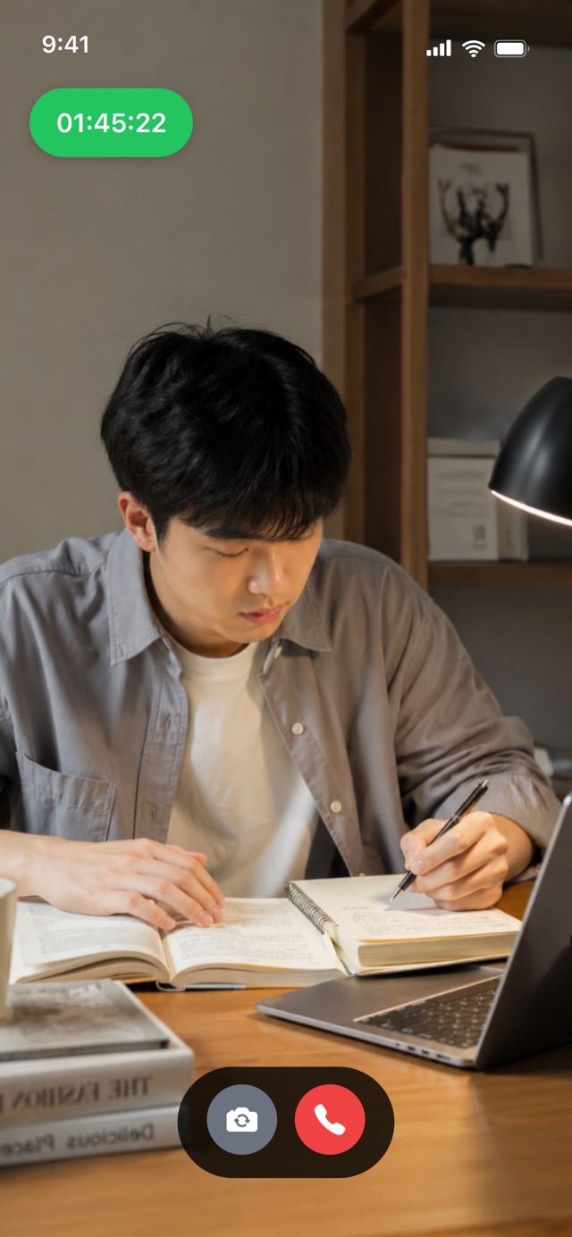 공부 중 — 타이머가 흐르는 화면